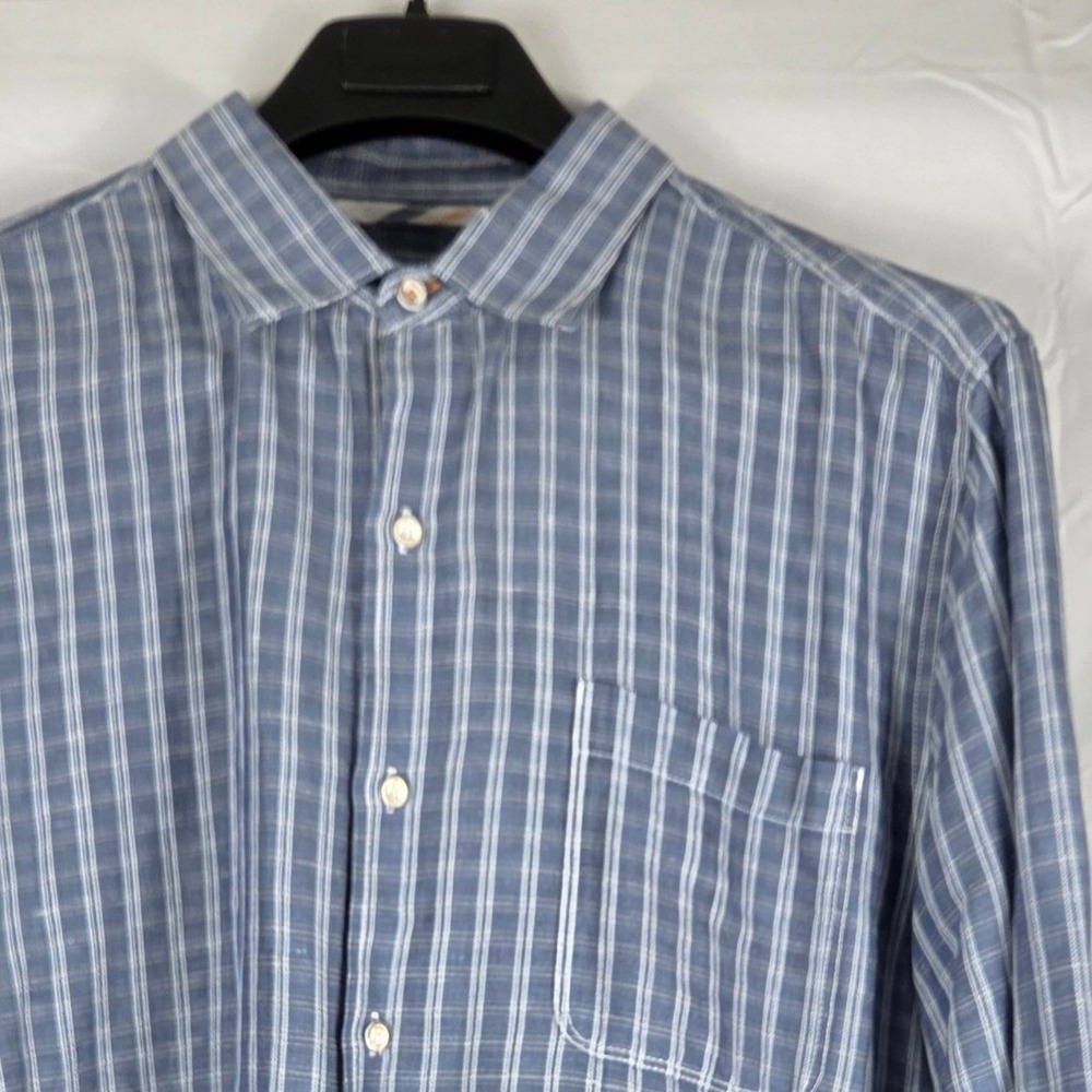 Tommy Bahama Mens XL Blue White Striped Long Sleeve Button Up Shirt Pocket